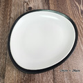 【韓國ERATO】鵝卵石 圓卵石淺盤 24cm 26cm 三角圓盤 圓弧三角形盤 純色餐盤 淺盤_4