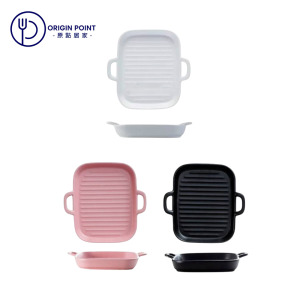 ZERO原點居家 線紋系列-雙耳正方盤 義大利麵 鐵板麵 炒麵盤 焗烤 早餐擺盤 菜盤