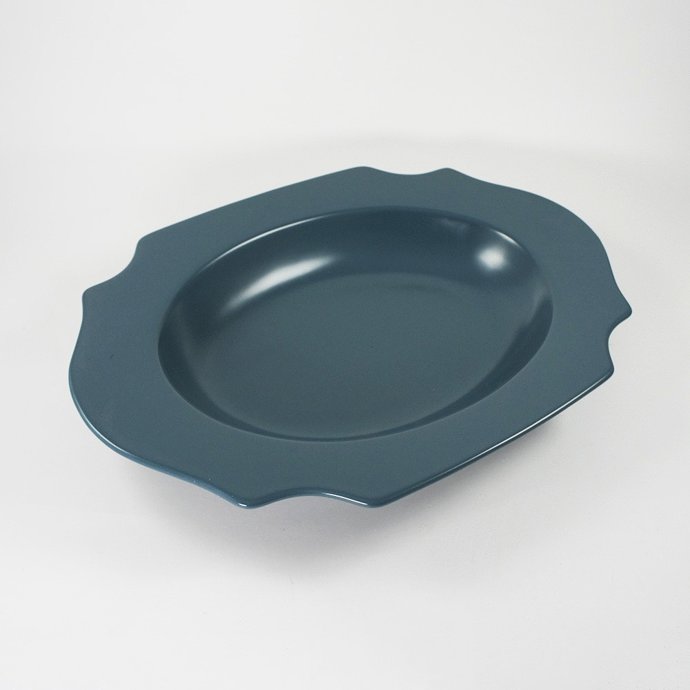 ZERO原點居家 簡棱系列-橢圓深盤 12吋 菜盤 魚盤 餐盤 造型盤 創意陶瓷盤 純色陶瓷盤