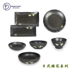 ZERO原點居家 日式綠花 和風餐具 矮碗 飯碗 大缽 厚缽 小湯盤 小菜盤 餐盤 日式餐具 陶瓷餐具 碗盤器皿