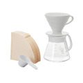 【HARIO】V60 濾杯咖啡壺組-白色 滴漏式咖啡濾杯 手沖咖啡 滴漏過濾 手沖濾杯 陶瓷濾杯 1至4人用_1