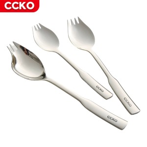 【CCKO】316不鏽鋼 不鏽鋼叉匙 沙拉叉匙 點心叉匙 湯匙叉 兩用叉匙 沙拉叉勺 湯匙叉勺 湯匙叉