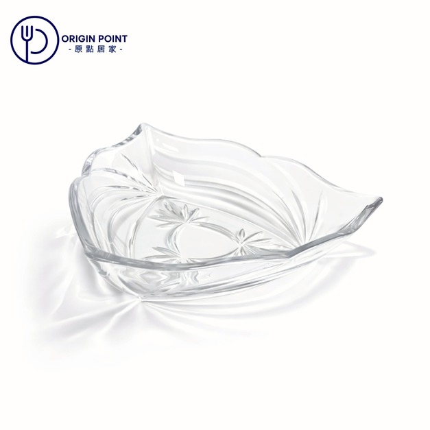 【SOGA】日本製 三角水果盤 三角果盤 點心盤 蛋糕盤 三角玻璃盤 供果盤 雕花玻璃盤 玻璃果盤