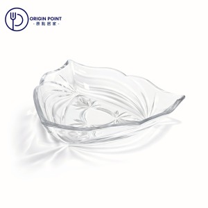 【SOGA】日本製 三角水果盤 三角果盤 點心盤 蛋糕盤 三角玻璃盤 供果盤 雕花玻璃盤 玻璃果盤