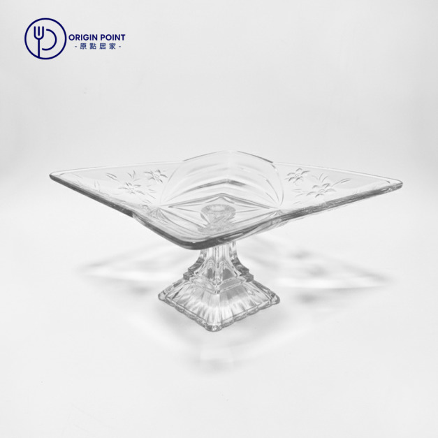 【SOGA】日本製 高腳水果盤 高腳果盤 點心盤 蛋糕盤 高腳玻璃盤 供果盤 雕花玻璃盤 玻璃果盤