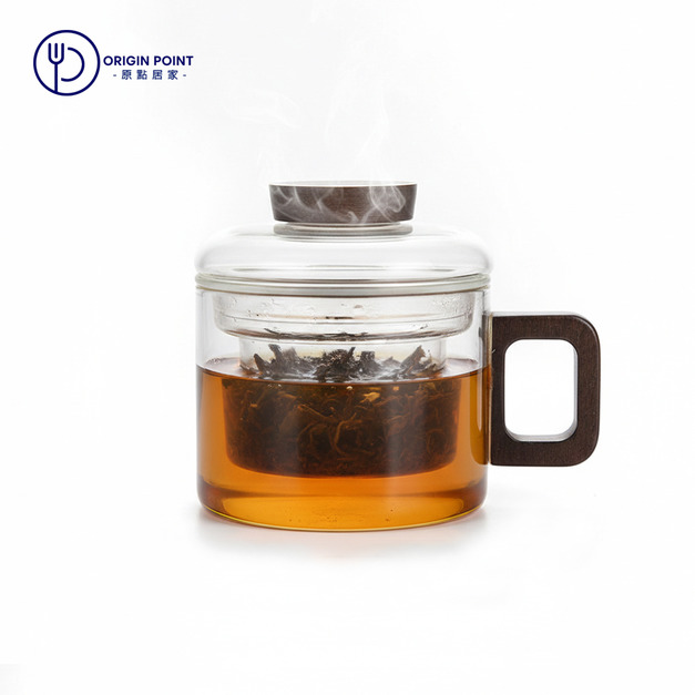 ZERO原點居家 玻璃泡茶杯 150mL 150cc  玻璃濾茶杯 玻璃茶杯 玻璃花茶杯 實木把手 耐熱玻璃