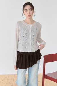 花邊簍空排釦針織衫