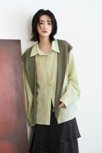 撞色披肩紋理感襯衫