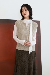 開襟半拉鏈細織背心