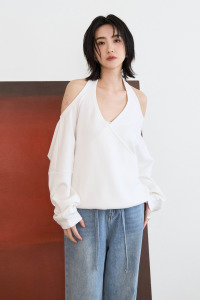 掛脖露肩太空棉上衣