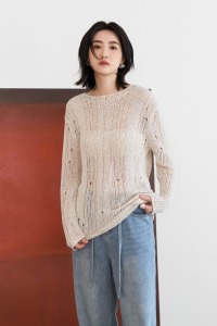 簍空刷破感混色修身毛衣