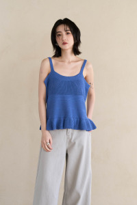 荷葉傘擺細肩針織背心