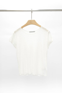 細紋透肌感捲邊袖上衣