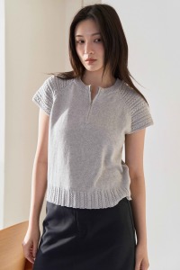 麻花拼接半拉鏈針織衣