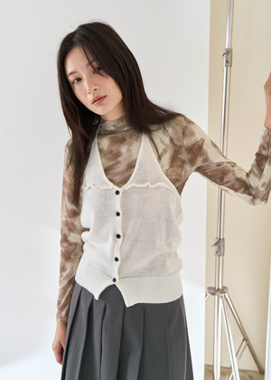 繞頸綁帶排釦針織背心