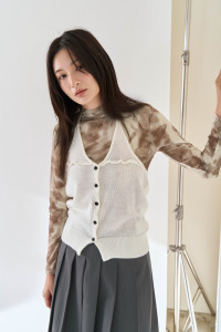 繞頸綁帶排釦針織背心