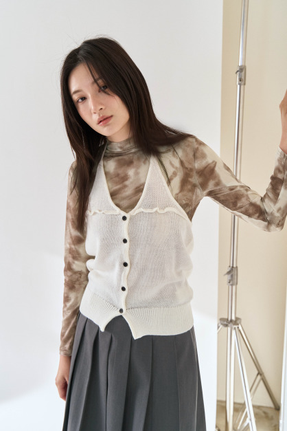 繞頸綁帶排釦針織背心