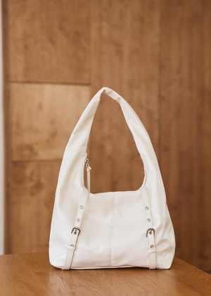 雙釦環軟皮單肩包