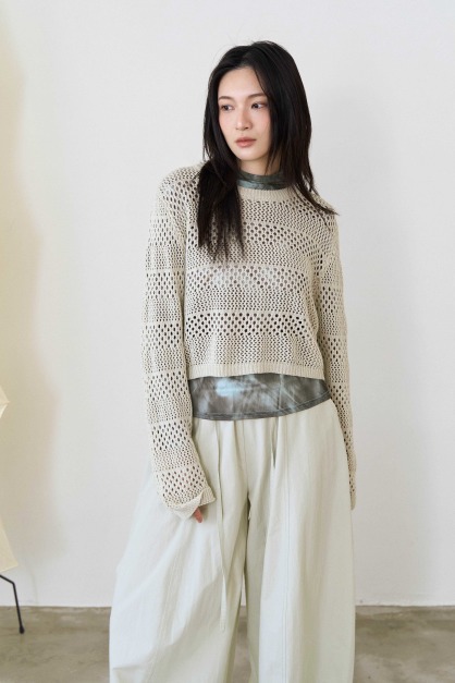 簍空網格短版針織衣