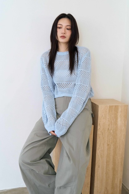 簍空網格短版針織衣