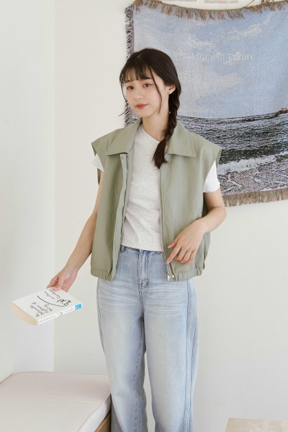 光澤皮革拉鍊背心