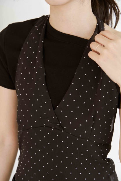 點點綁帶外罩式透紗背心