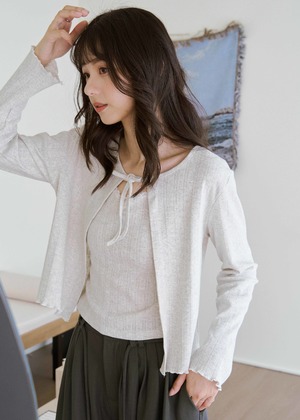 (預)蕾絲提花兩件式上衣