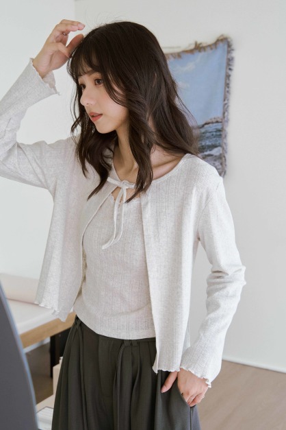 (預)蕾絲提花兩件式上衣