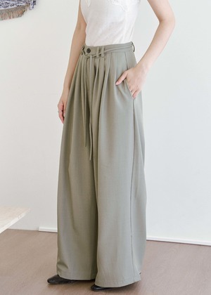 多摺綁繩寬鬆感西裝褲