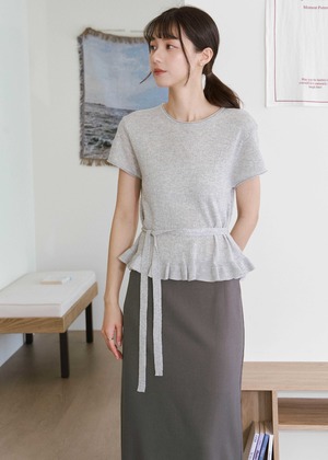 皺皺紋理小裙擺針織衣