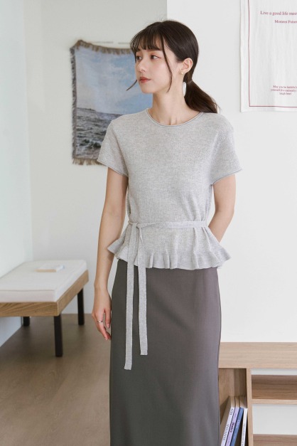 皺皺紋理小裙擺針織衣