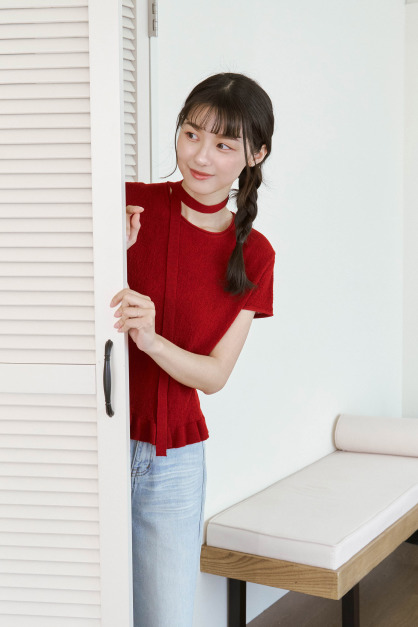 皺皺紋理小裙擺針織衣