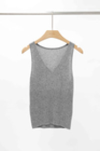 拼接坑條V領背心