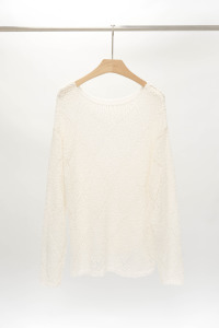 簍空菱格中長版針織衣