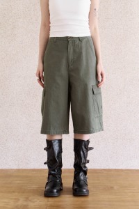 側口袋七分工裝褲