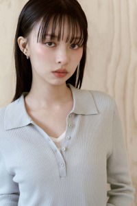 開襟排釦假兩件針織衣