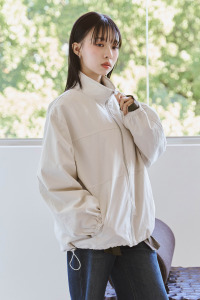 橫車線落肩立領外套