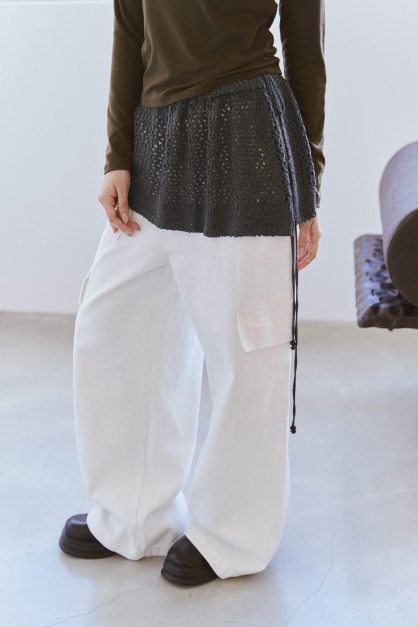 簍空綁帶針織裙片