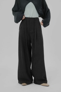 隱藏繫帶摺線西裝褲