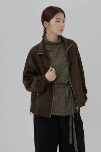 麂皮雙拉鏈寬鬆外套