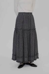 拼接荷葉格紋蛋糕裙