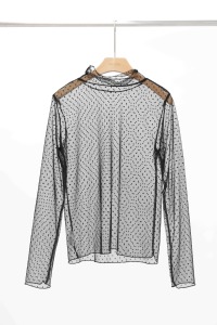 小點點透肌高領上衣