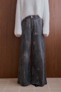 洗舊暈染刷紋牛仔褲