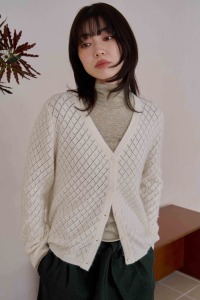 菱格簍空寬鬆針織外套