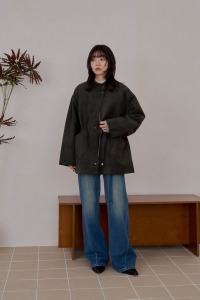 立領工裝感麂皮外套