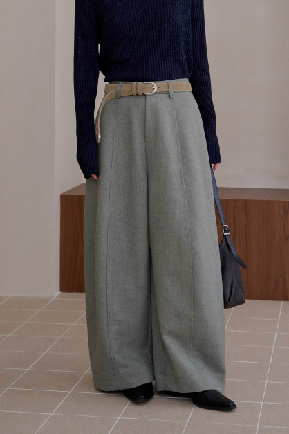 厚磅混色中線繭型褲