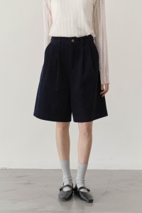 (預)燈芯絨打摺四分短褲