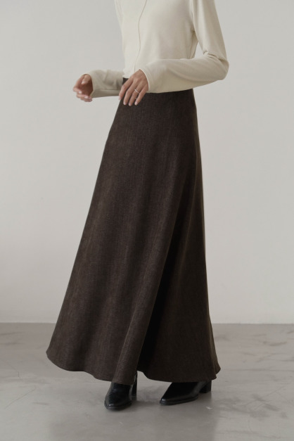 混色刷紋絨面傘擺裙