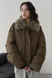 (預)長毛絨翻領羽絨外套