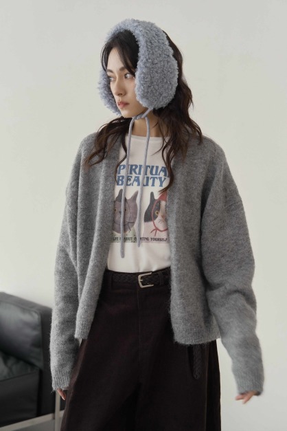 開襟無釦羊毛外罩衫